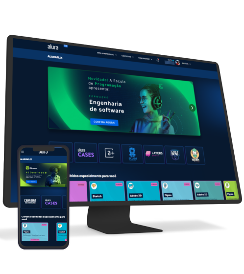 Plataforma Alura sendo exibida em uma tela de computador